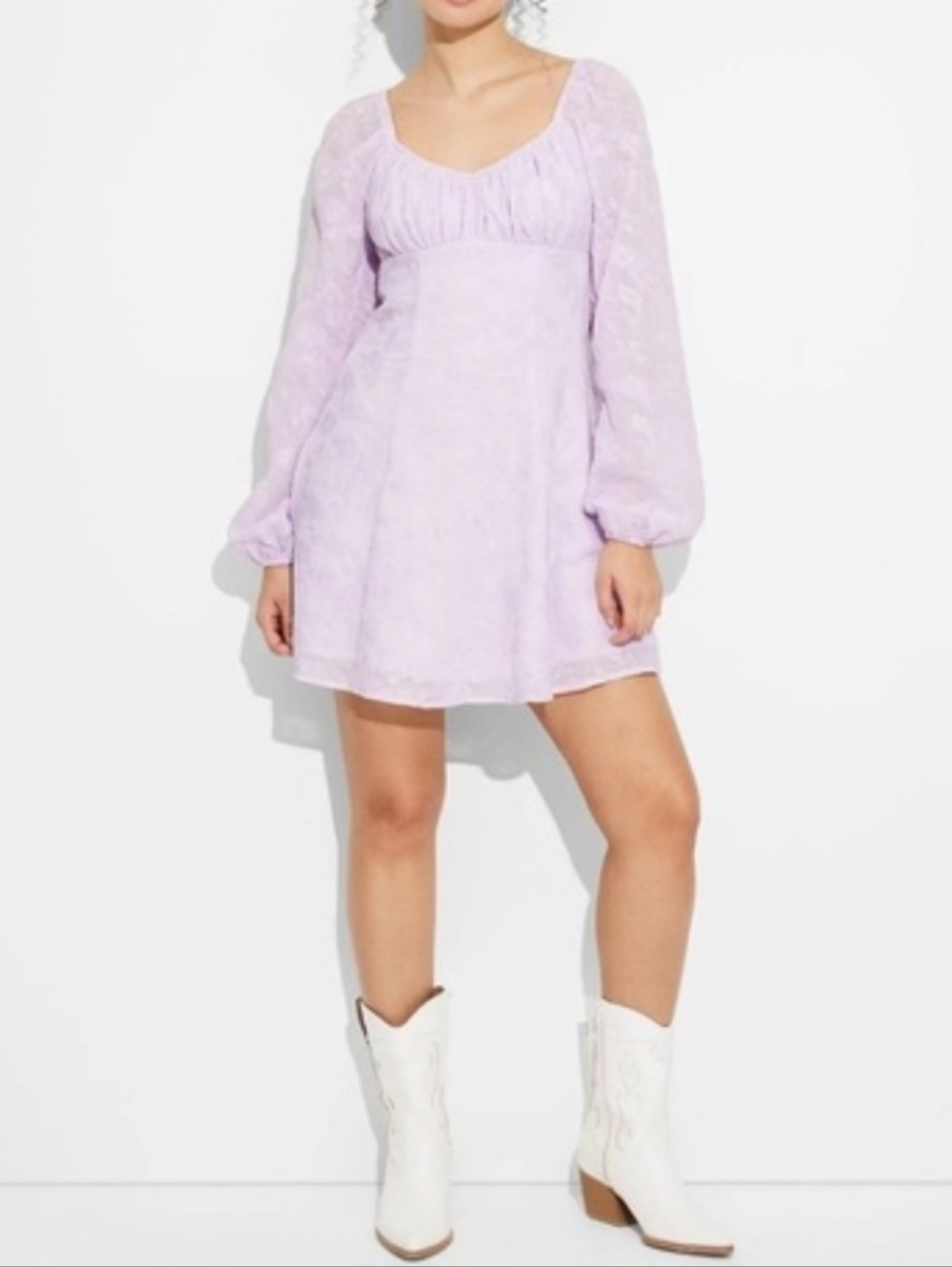 Wild Fable Lavender Bishop Sleeve Fit & Flare Mini Dress - Size xxl